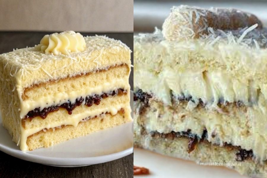 Bolo de coco com ameixa